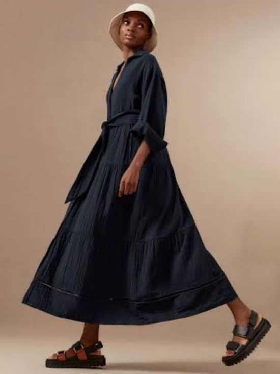 ME+EM Dresses & Skirts - Cheesecloth Button Front Maxi Shirt Dress+ Belt